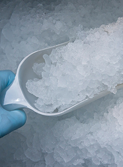 What does a laboratory flake ice maker do?